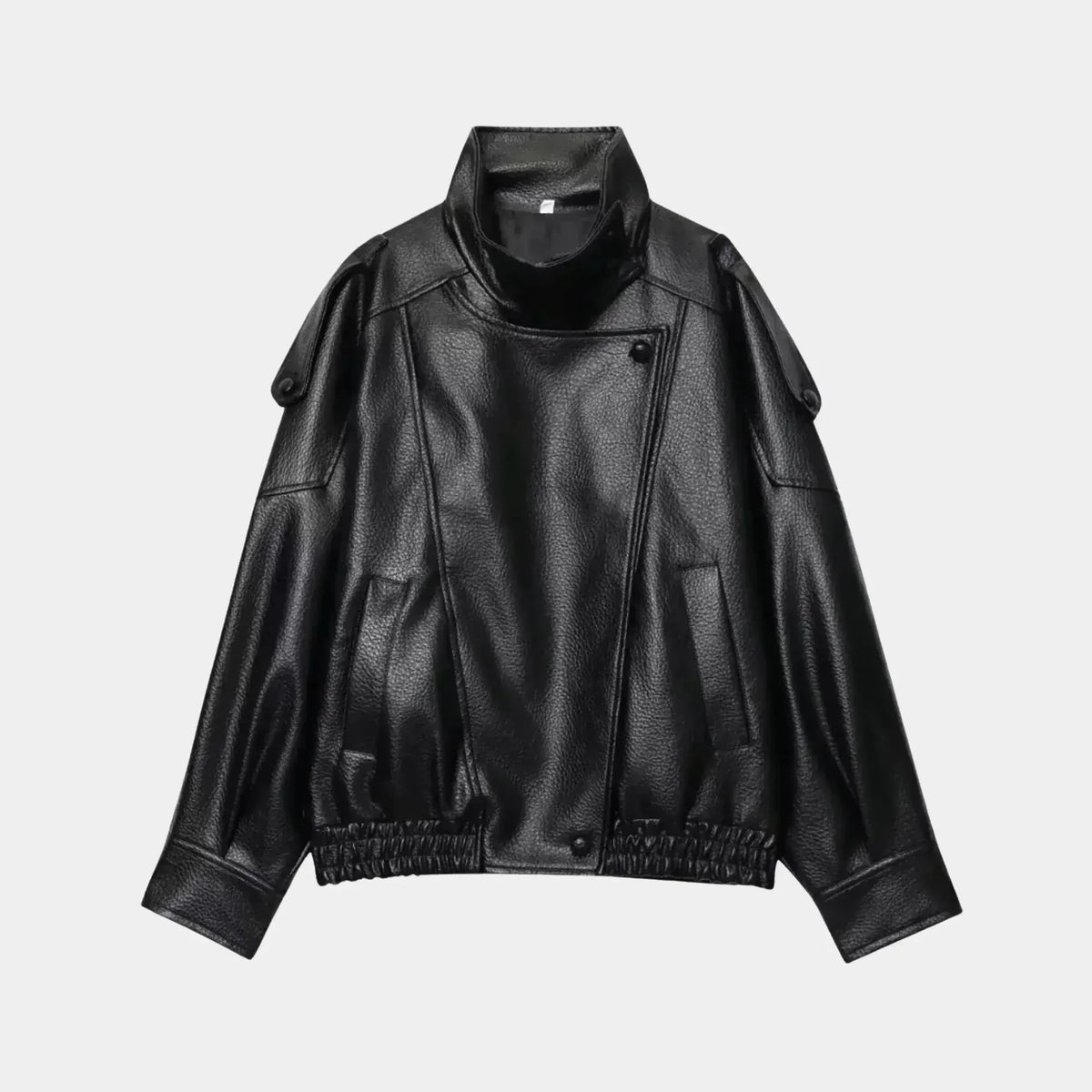 Chaqueta Femenina de Piel Premium Oversized Cuello Alto – Bruges