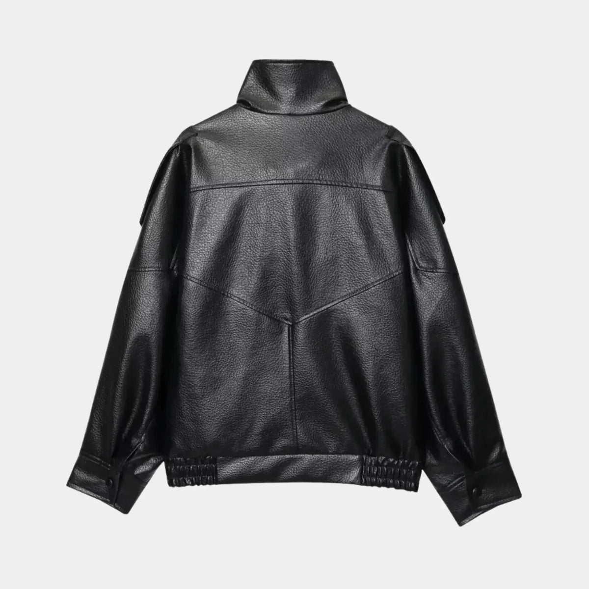Chaqueta Femenina de Piel Premium Oversized Cuello Alto – Bruges
