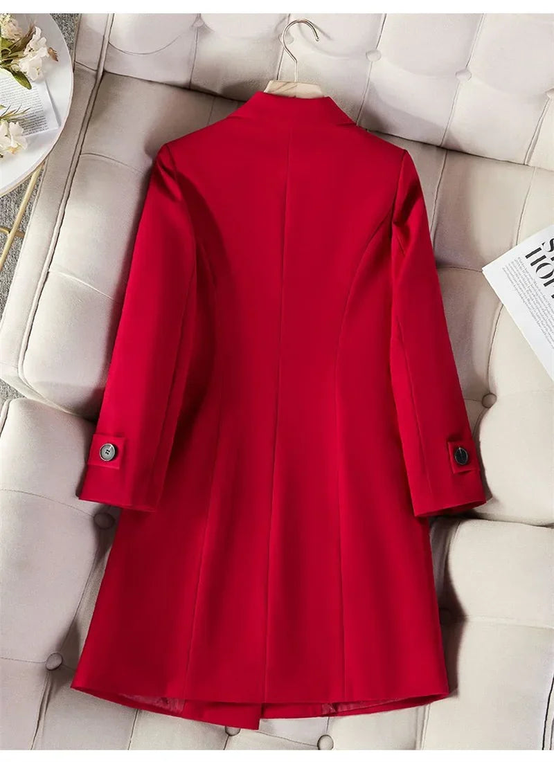 Blazer de Sastrería Femenino Alargado con Forro Acolchado – Valentina