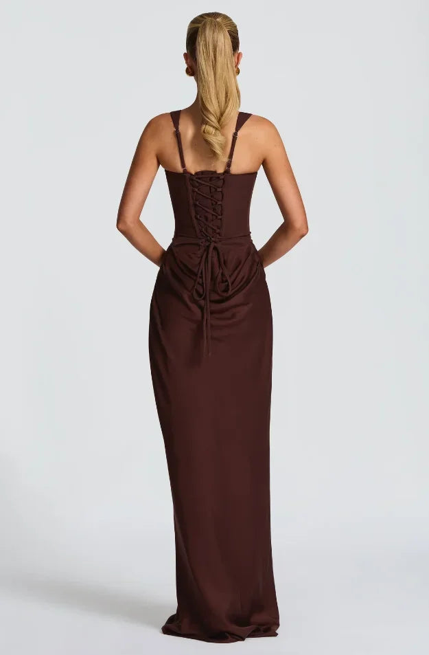 Vestido Largo con Corsé Estructurado y Escote Cuadrado – Mia