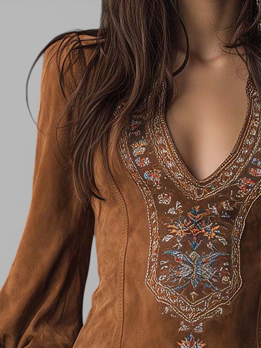 Vestido Femenino Corto Boho de Ante con Bordado Floral – Marrakesh