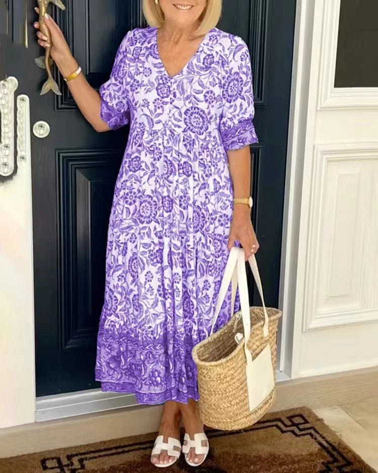 Ellie | Vestido Floral Elegante con Cuello en V