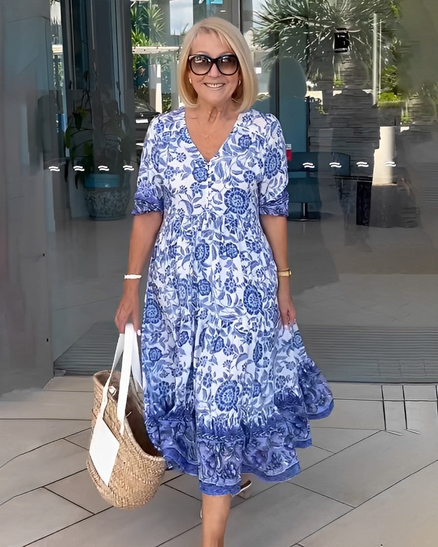 Ellie | Vestido Floral Elegante con Cuello en V