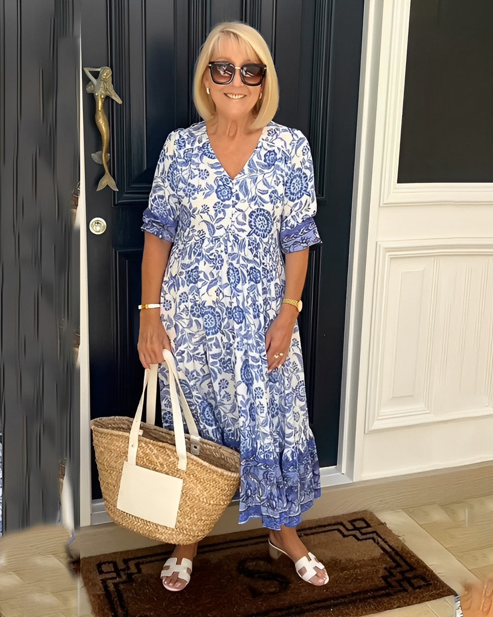 Ellie | Vestido Floral Elegante con Cuello en V