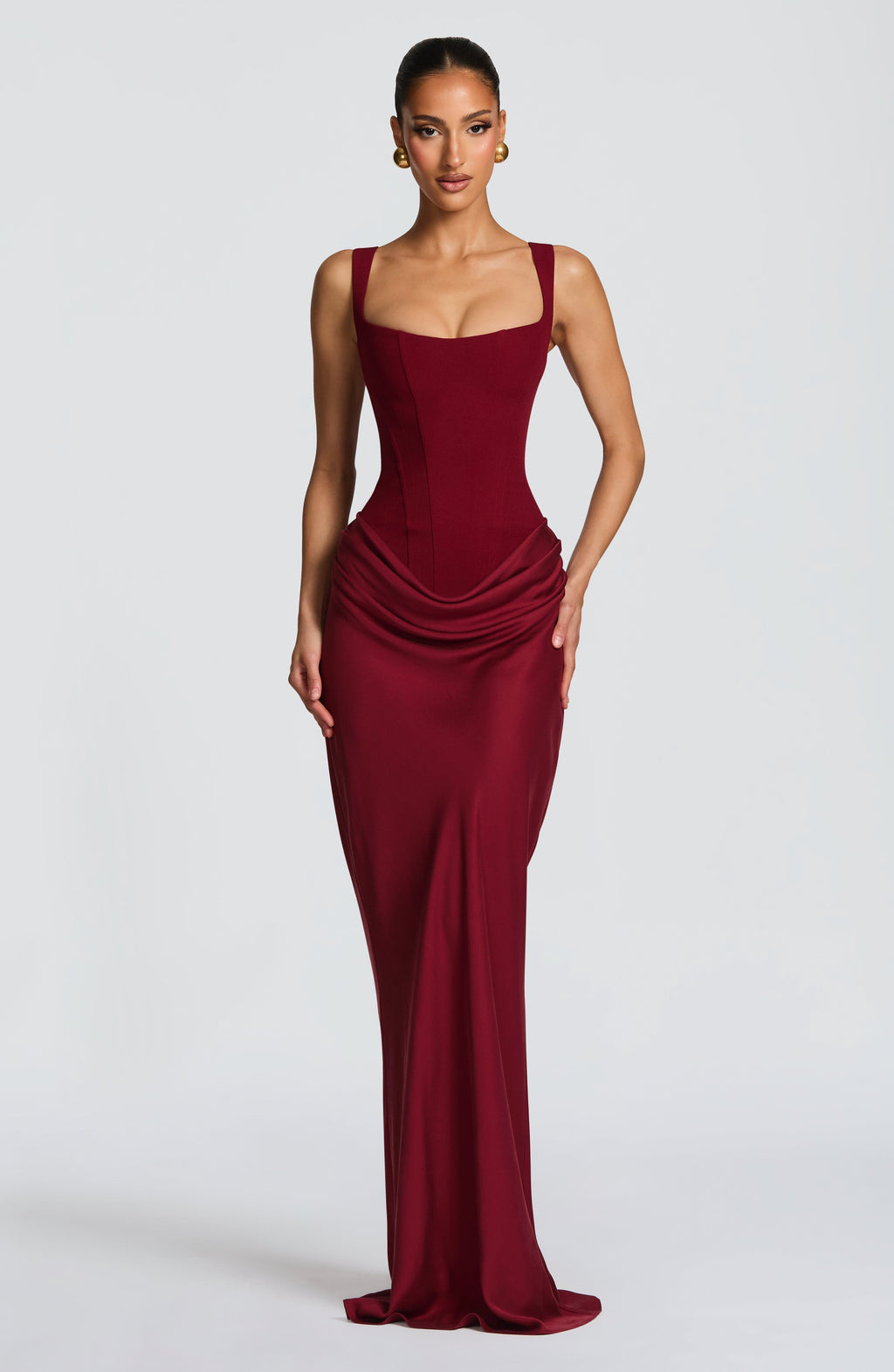 Vestido Largo con Corsé Estructurado y Escote Cuadrado – Mia
