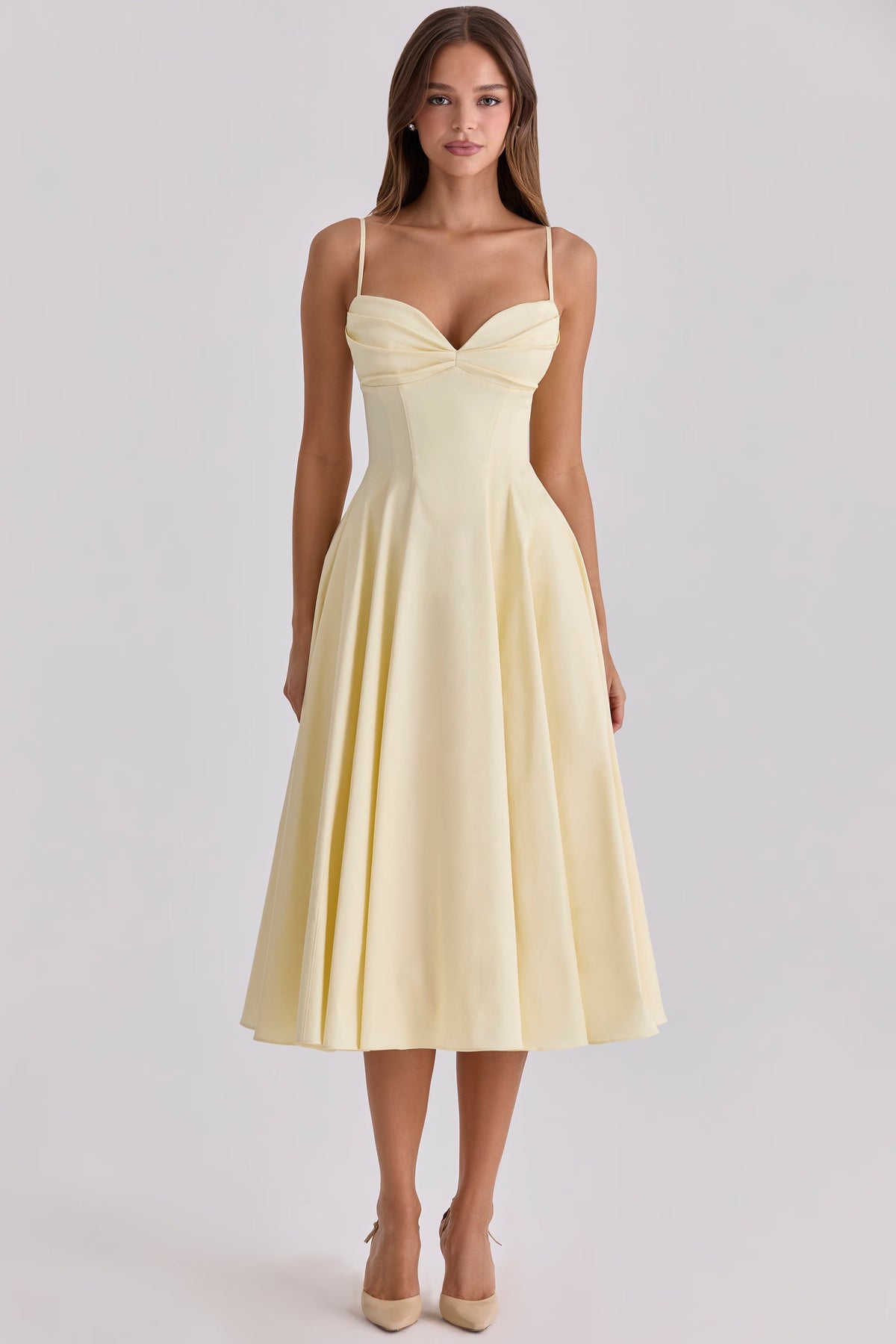 Vestido Midi Evasé con Escote Corazón - Amalfi