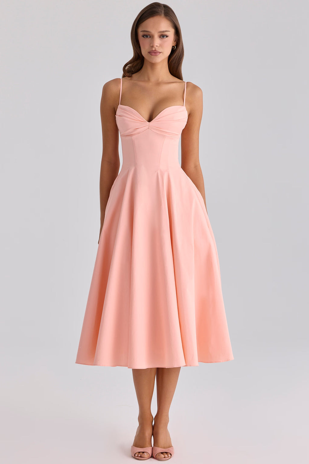 Vestido Midi Evasé con Escote Corazón - Amalfi