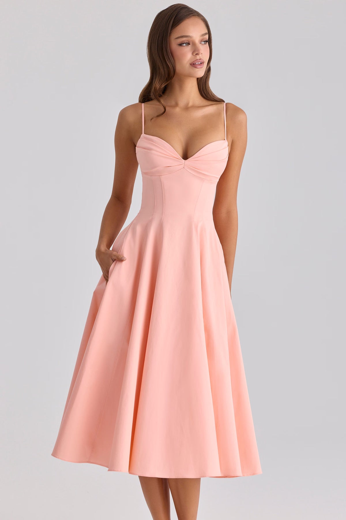 Vestido Midi Evasé con Escote Corazón - Amalfi