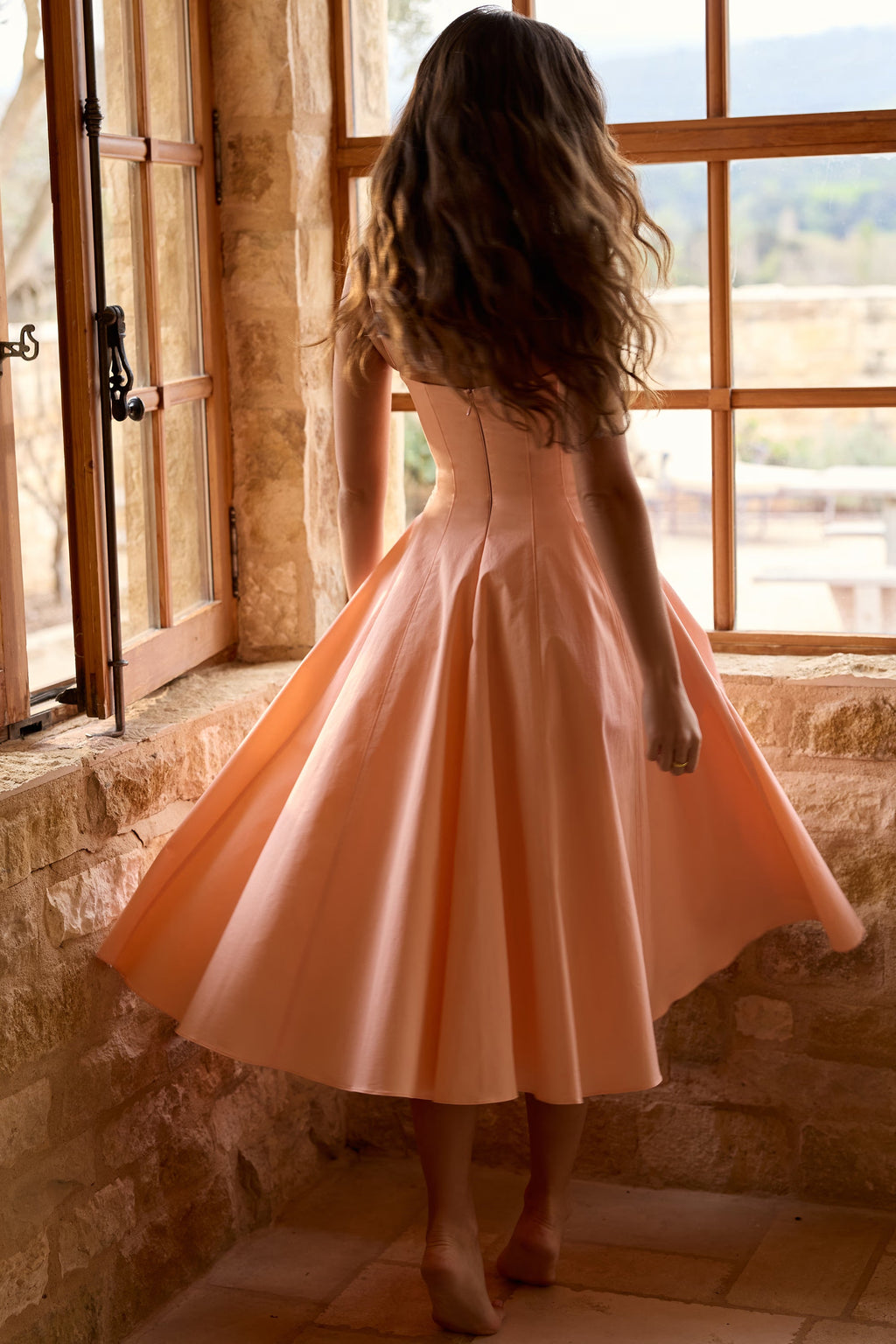 Vestido Midi Evasé con Escote Corazón - Amalfi
