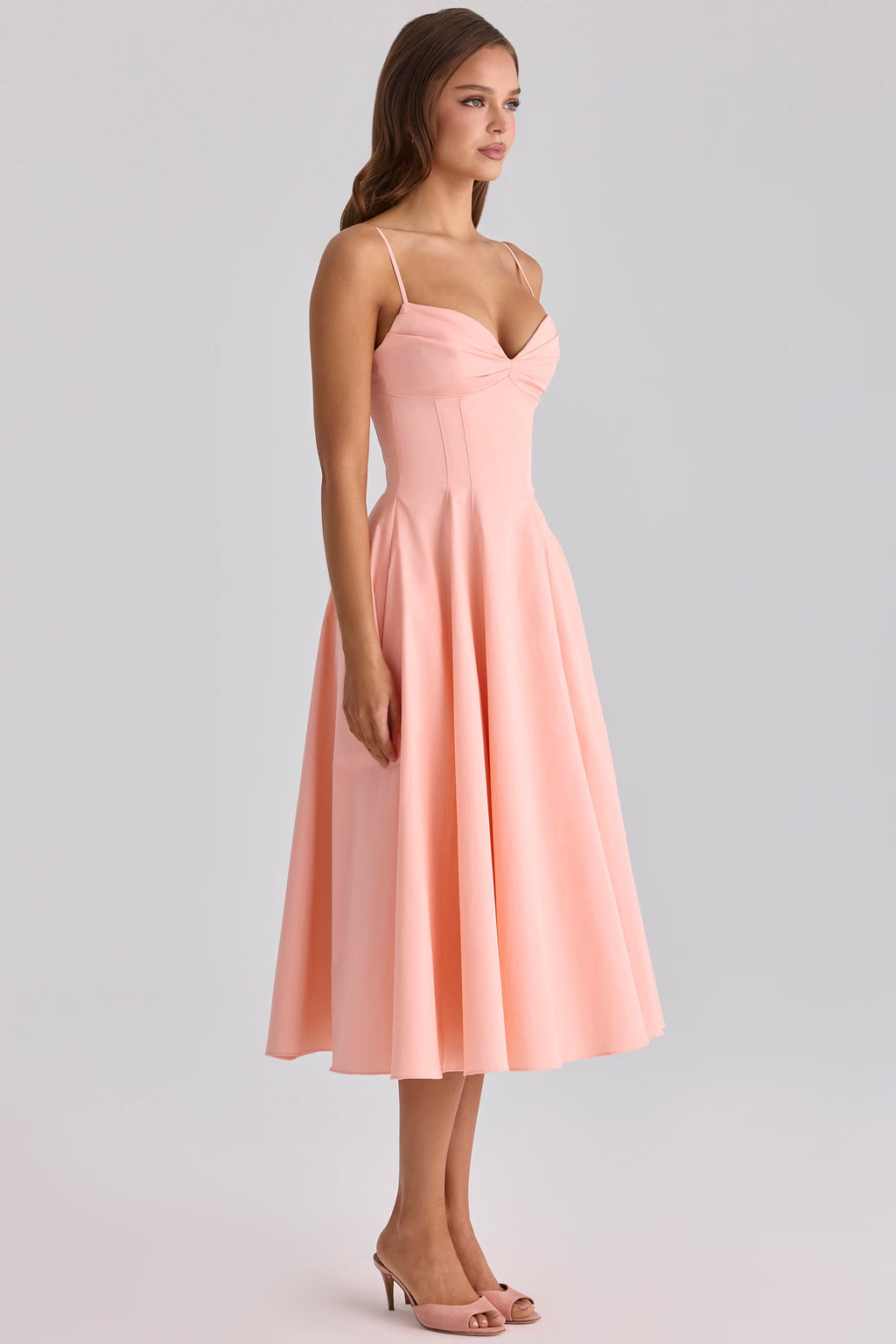 Vestido Midi Evasé con Escote Corazón - Amalfi