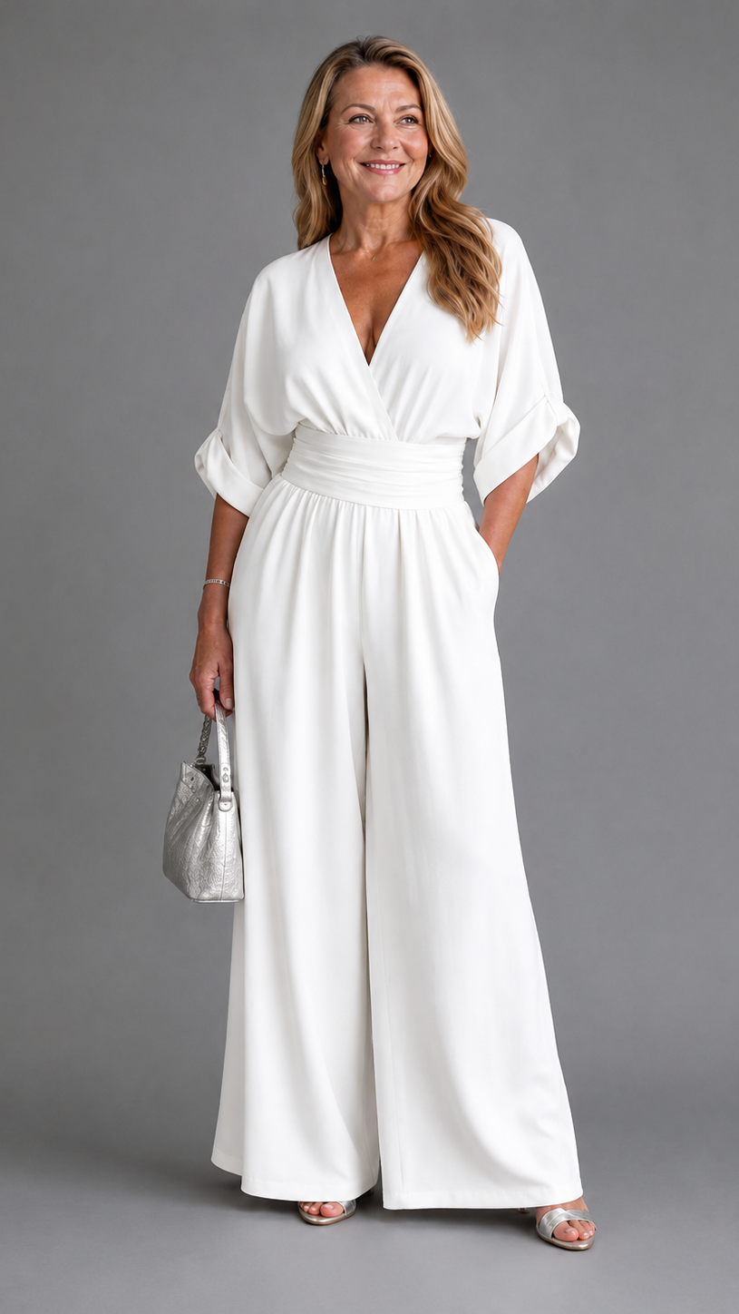 Emene | Jumpsuit Elegante de Pierna Amplia y Escote en V