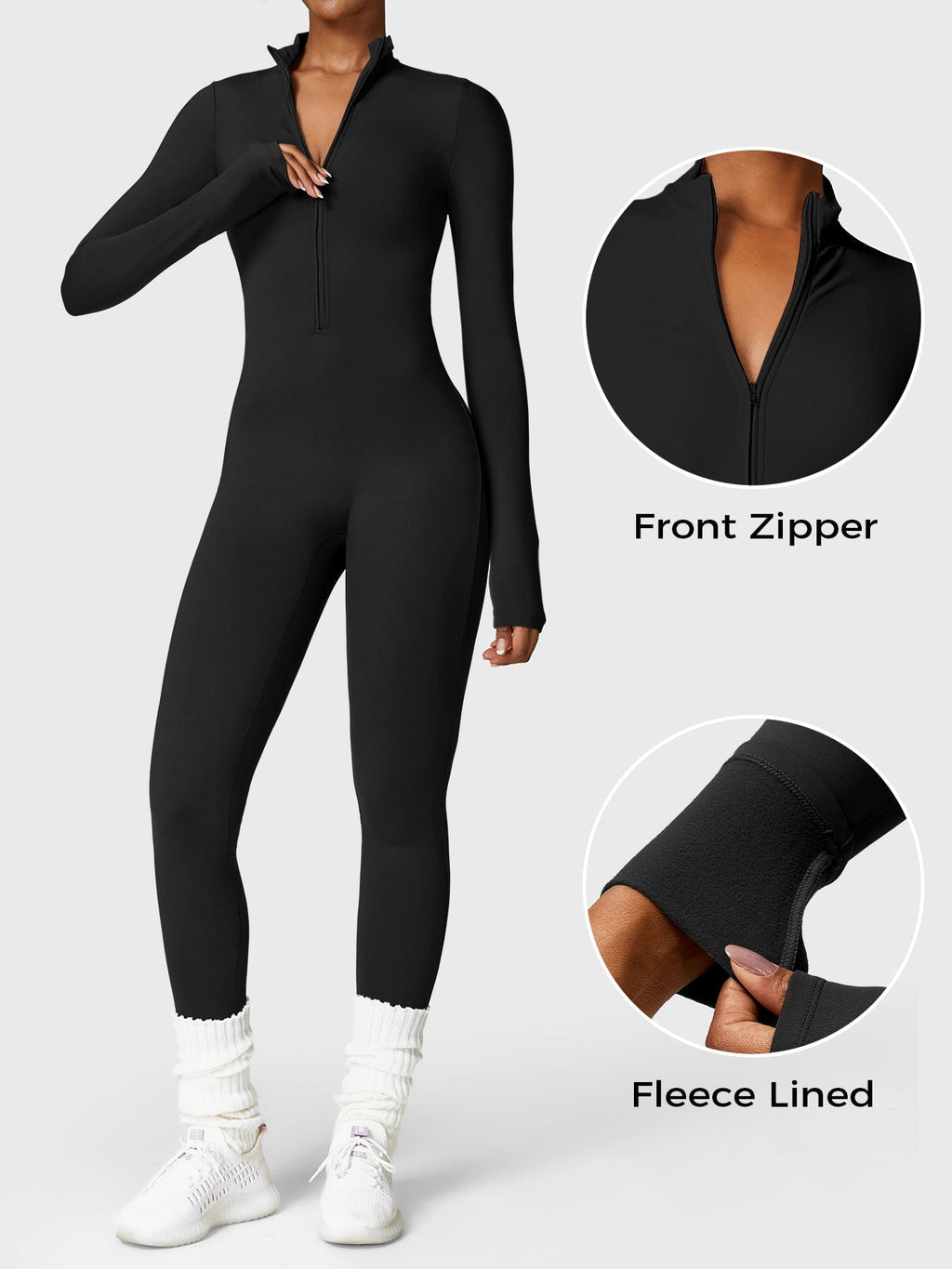 Mono Femenino Térmico Largo Afelpado con Cremallera – Aspen