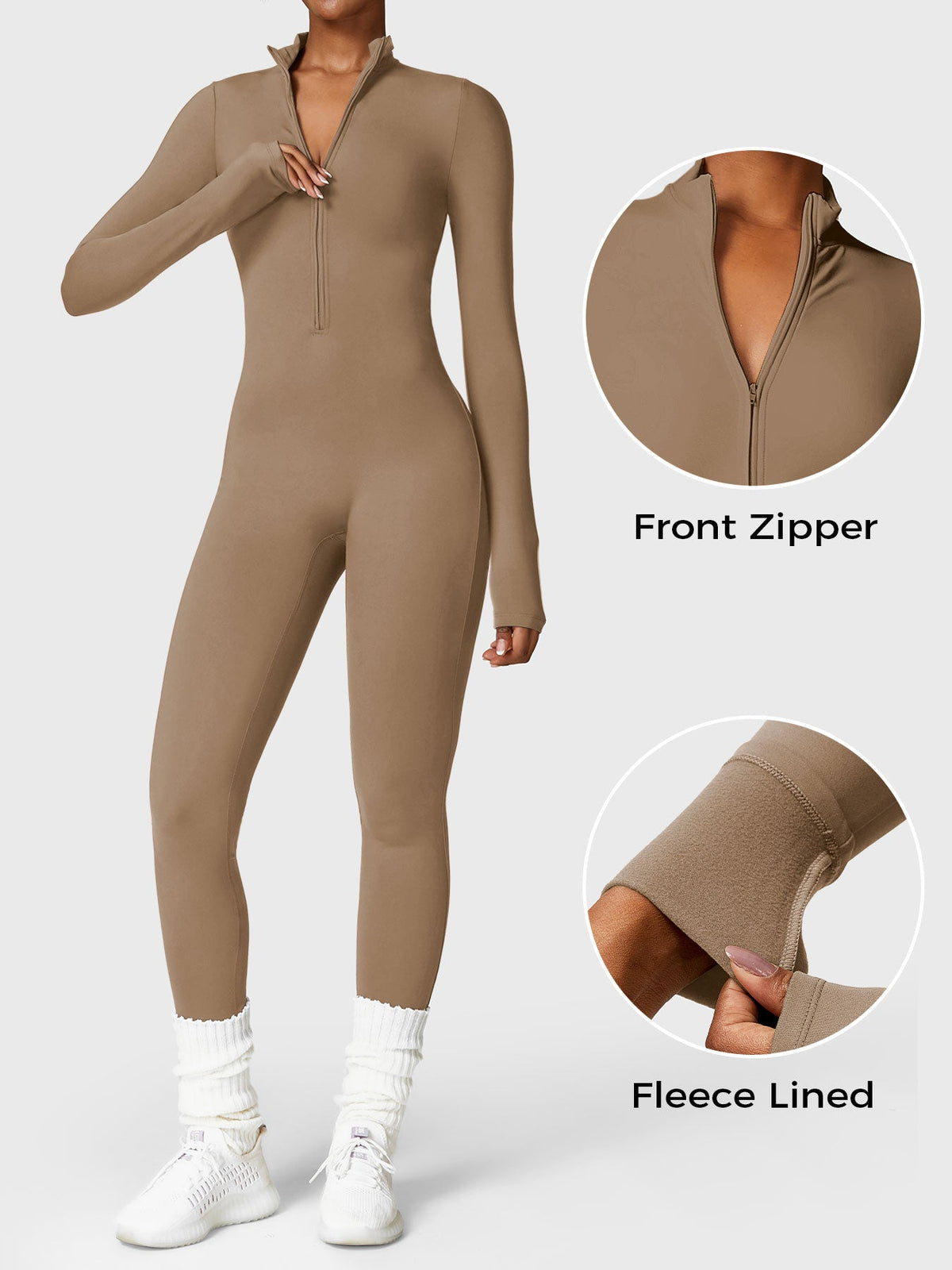 Mono Femenino Térmico Largo Afelpado con Cremallera – Aspen
