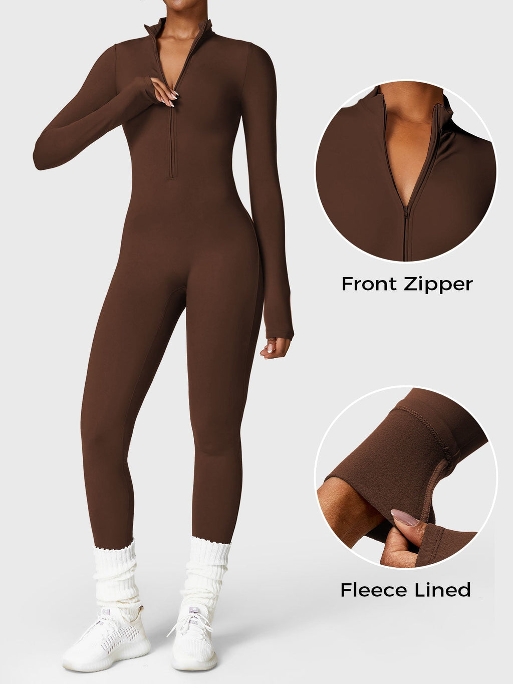 Mono Femenino Térmico Largo Afelpado con Cremallera – Aspen