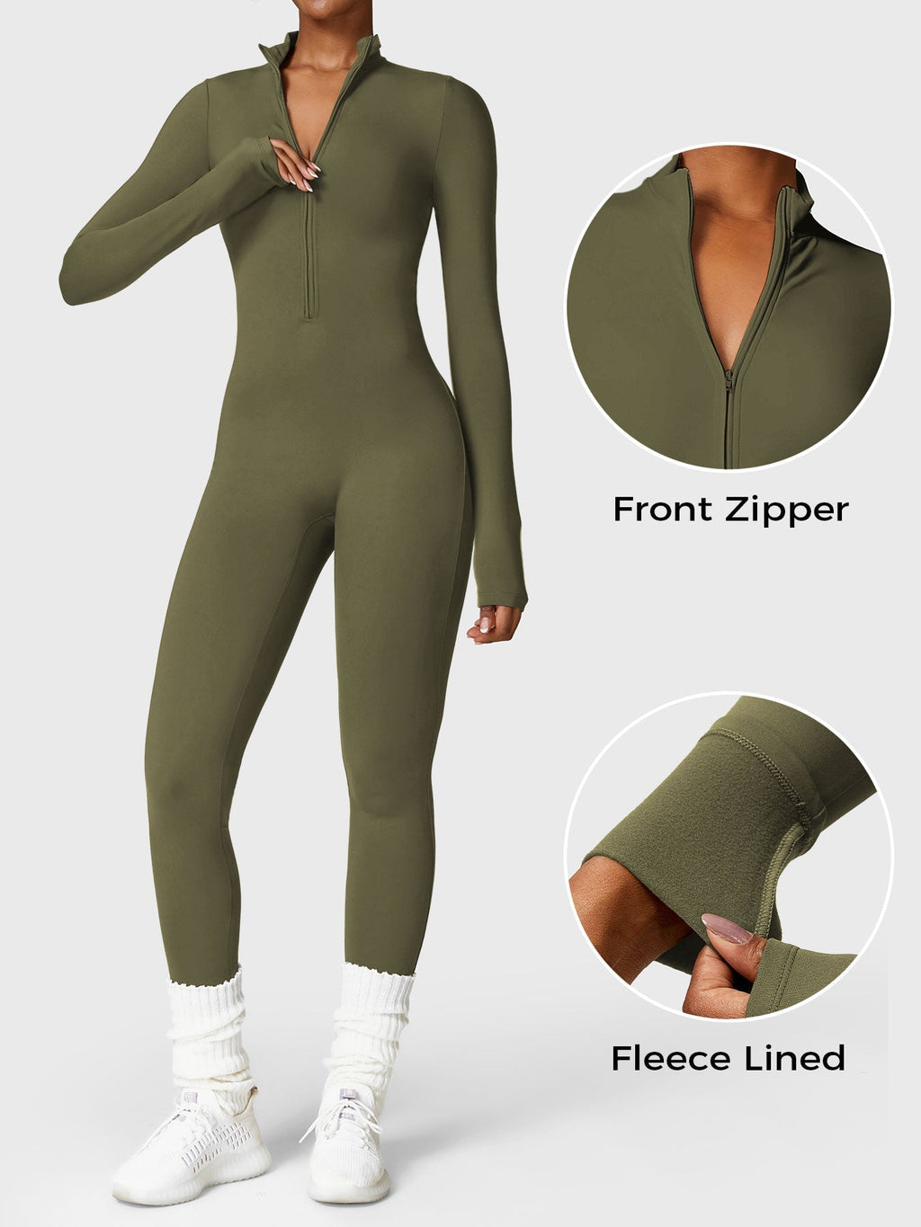 Mono Femenino Térmico Largo Afelpado con Cremallera – Aspen
