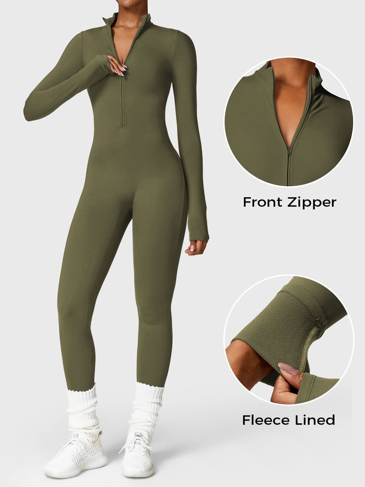 Mono Femenino Térmico Largo Afelpado con Cremallera – Aspen