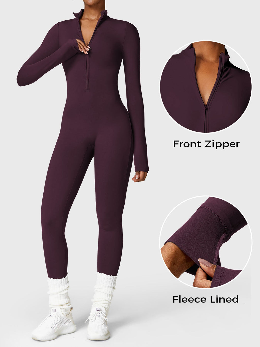 Mono Femenino Térmico Largo Afelpado con Cremallera – Aspen