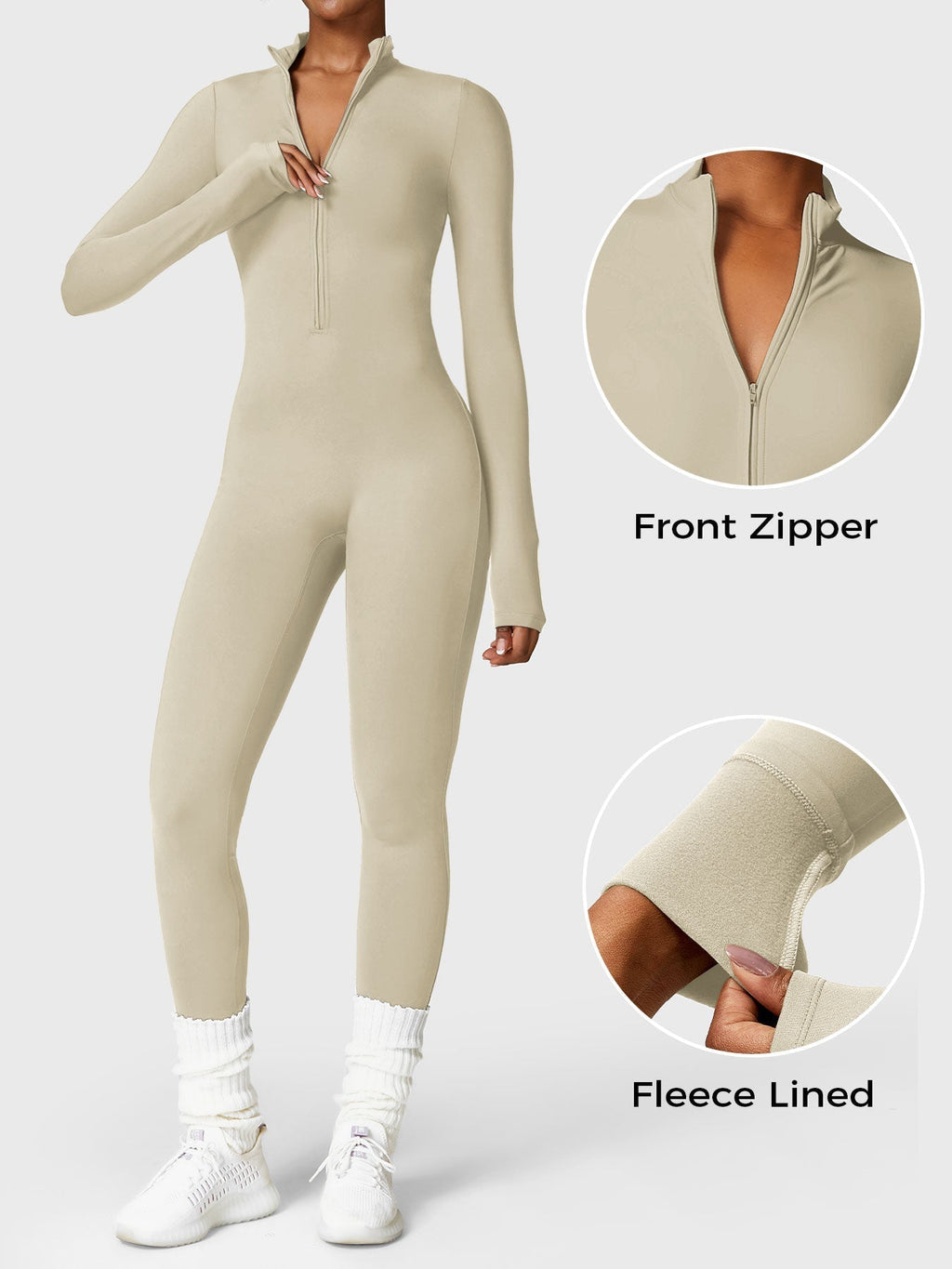Mono Femenino Térmico Largo Afelpado con Cremallera – Aspen
