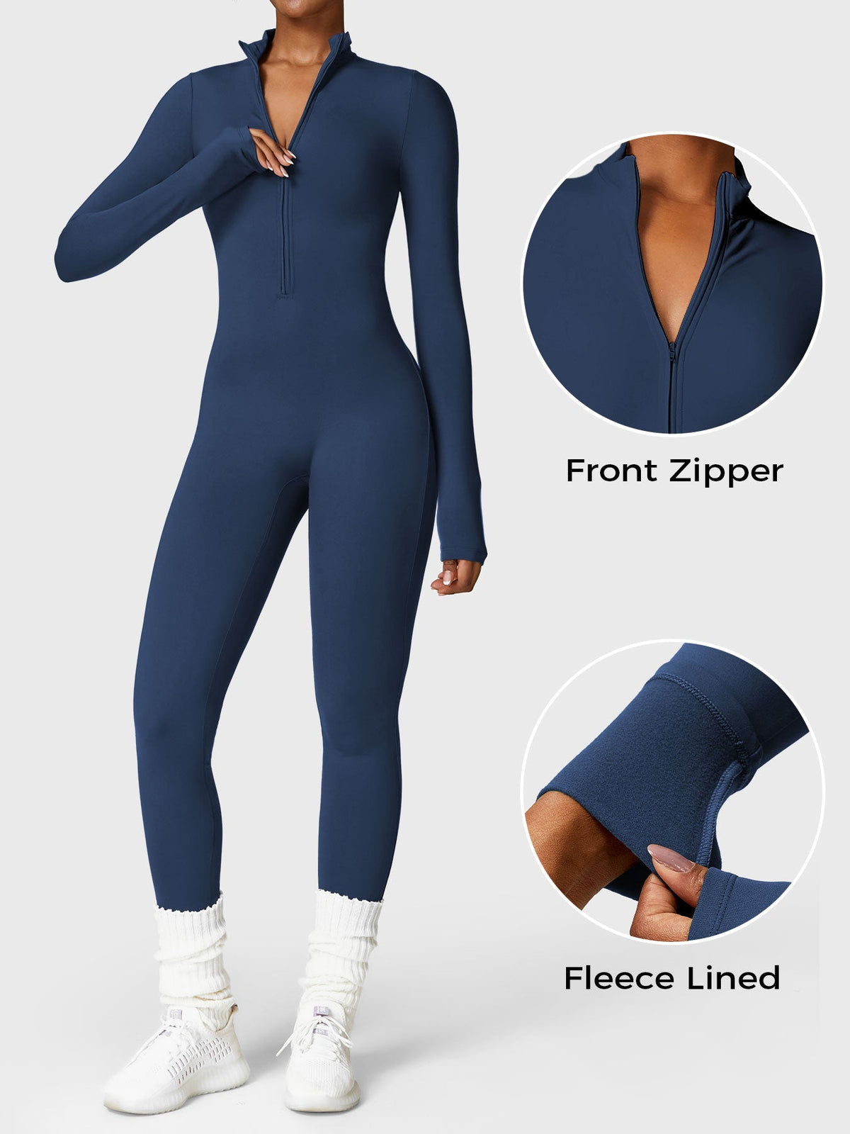 Mono Femenino Térmico Largo Afelpado con Cremallera – Aspen